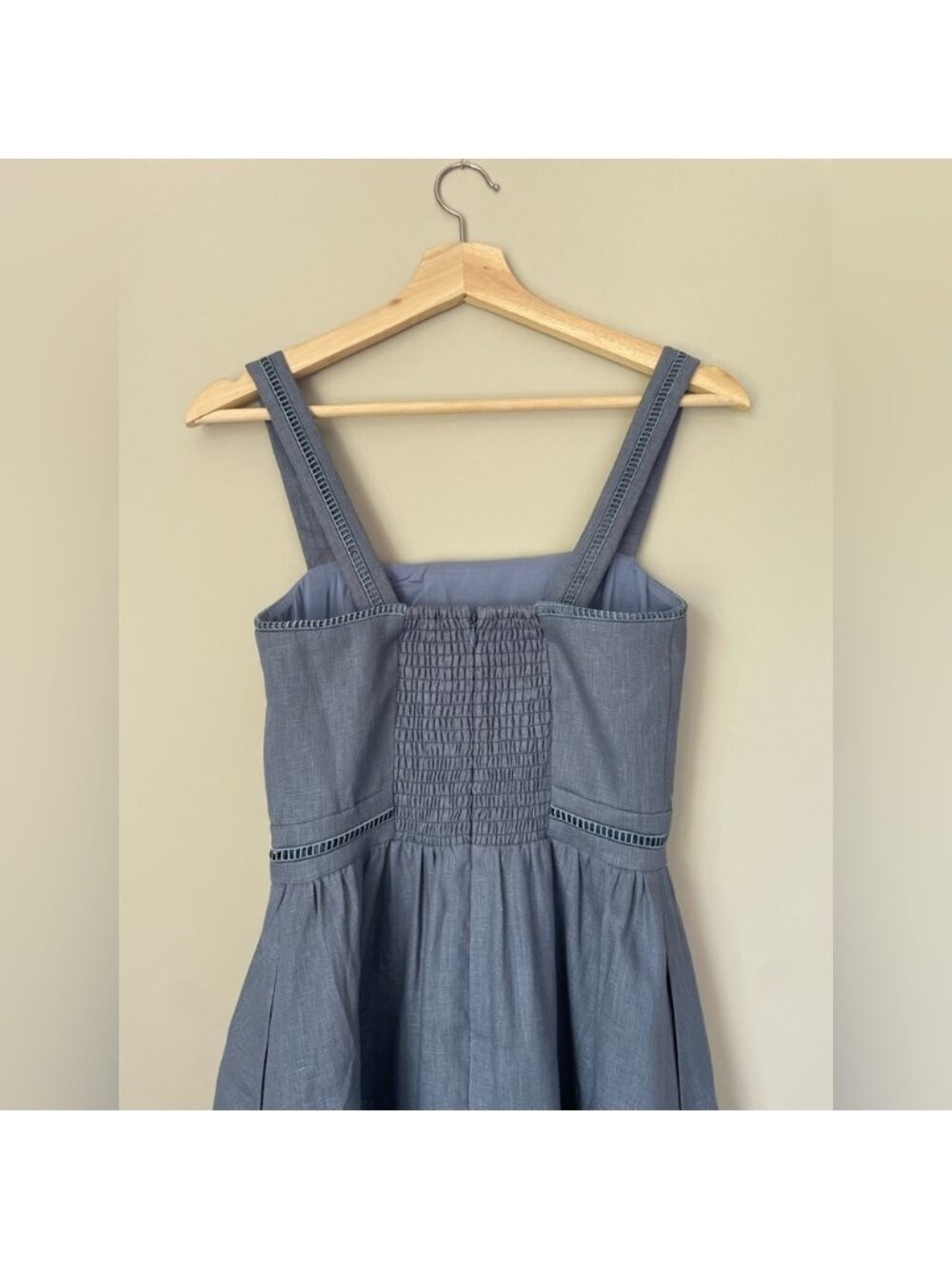 NEW Reformation Everett Linen Midi Dress Cornflower Blue | US 2 UK 6 - Picture 11 of 16